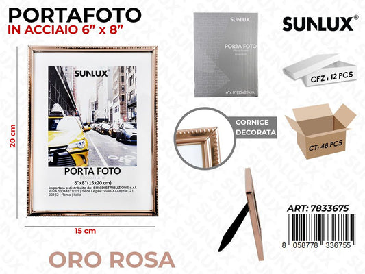 Portafoto in Acciaio Oro Rosa 15*20 Cm