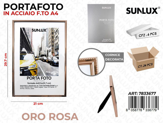 Portafoto in Acciaio Oro Rosa F.to A4