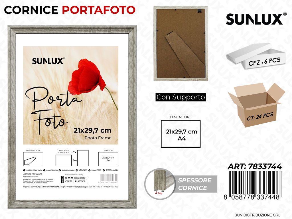 Cornice c/ Supporto 21*29.7CM A4