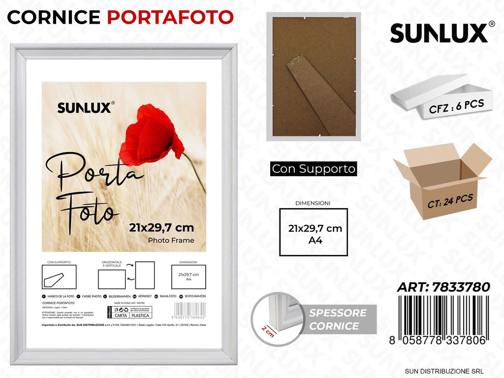 Cornice c/ Supporto 21*29.7CM A4