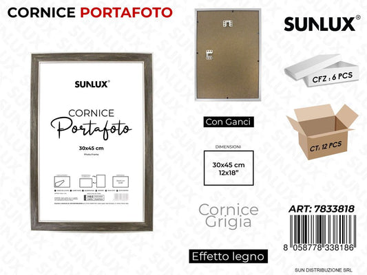 Cornice Grigio c/ Ganci 30*45CM 12*18