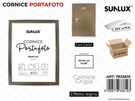 Cornice Grigio c/ Ganci 35*45CM 14*18
