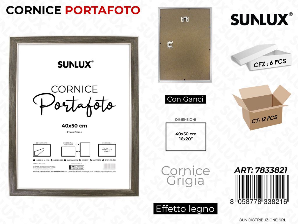 Cornice Grigio c/ Ganci 40*50CM 16*20