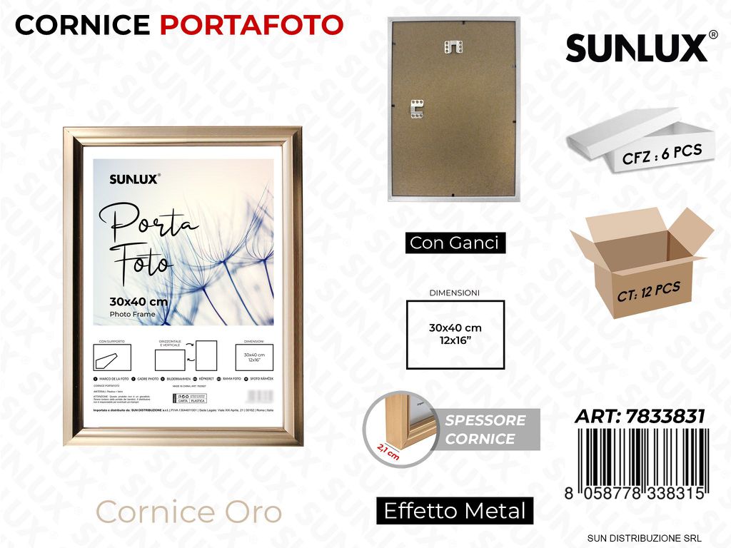 Cornice Oro c/ Ganci 30*40CM 12*16