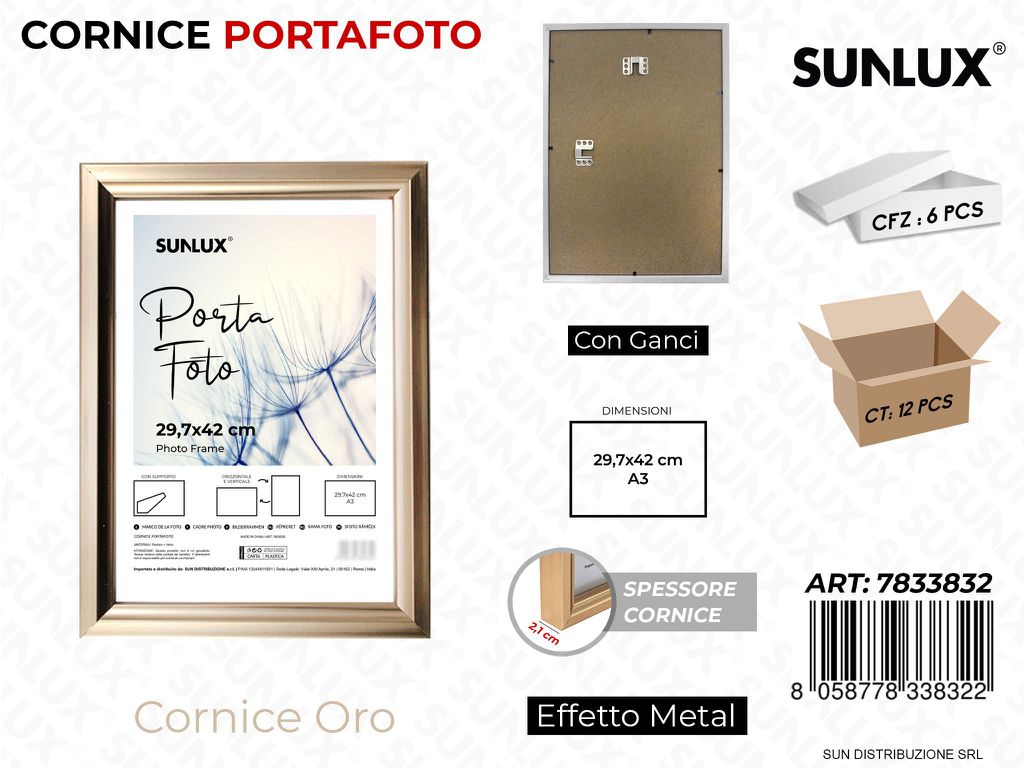 Cornice Oro c/ Ganci 29.7*42CM A3