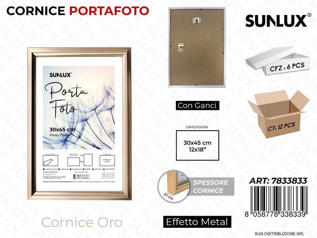 Cornice Oro c/ Ganci 30*45CM 12*18