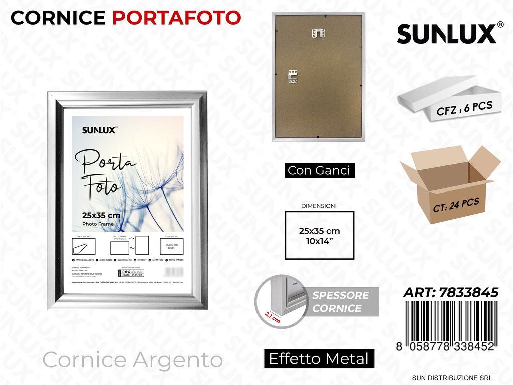 Cornice Argento c/ Ganci 25*35CM 10*14