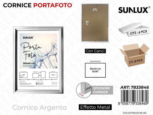 Cornice Argento c/ Ganci 30*40CM 12*16