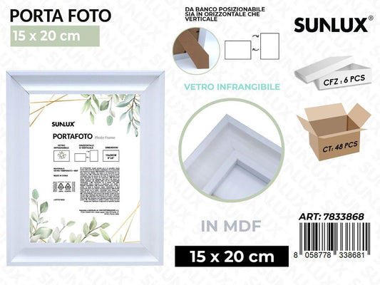 Sunlux Portafoto c/ Supp. Bia. Mdf 15*20CM