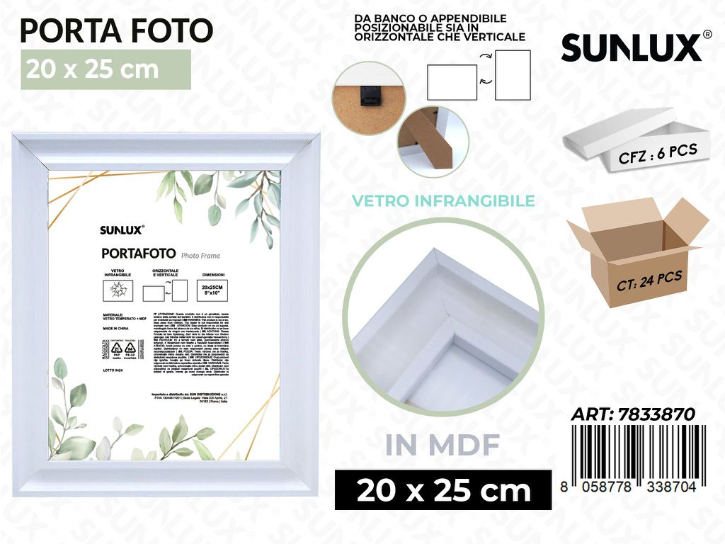 Sunlux Portafoto c/ Supp. Bia. Mdf 20*25CM