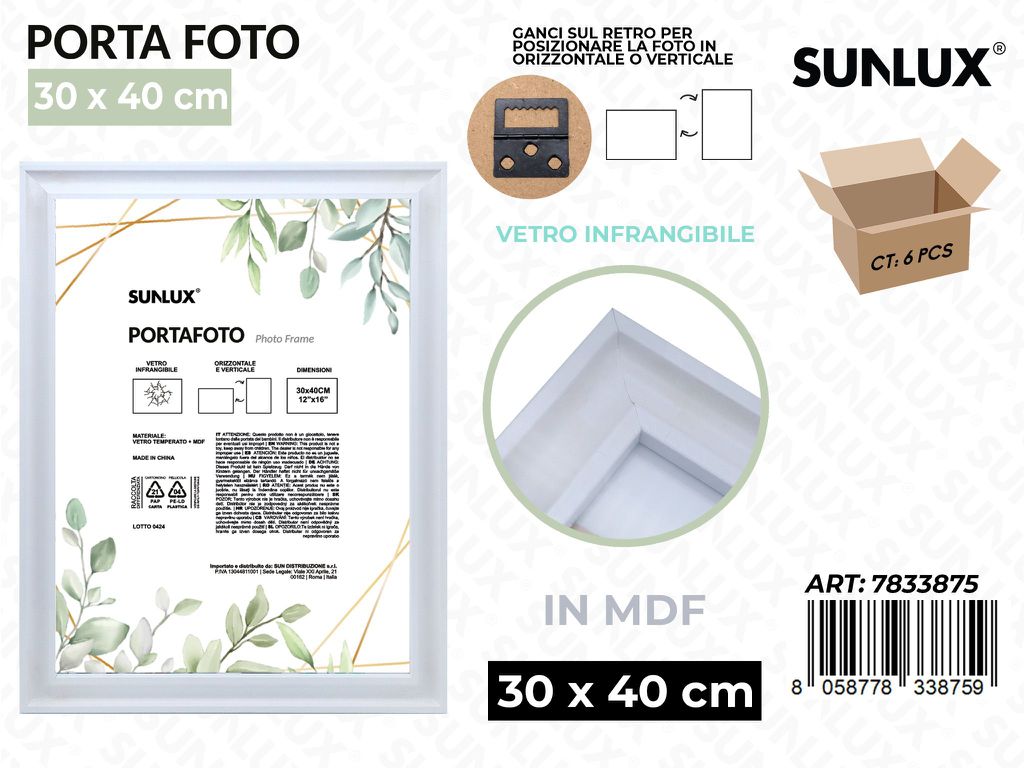 Sunlux Portafoto c/ Ganci Bia. Mdf 30*40CM