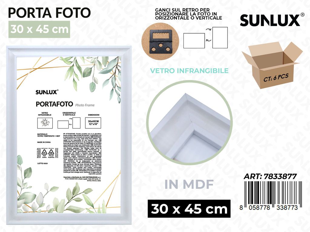 Sunlux Portafoto c/ Ganci Bia. Mdf 30*45CM