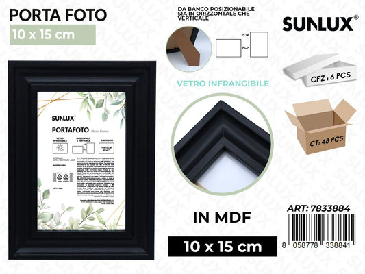 Sunlux Portafoto c/ Supp. Nero Mdf 10*15CM