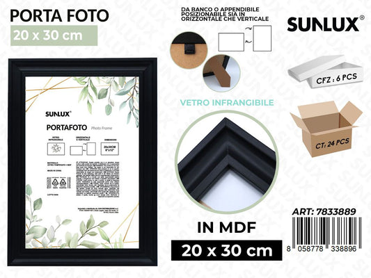 Sunlux Portafoto c/ Supp. Nero Mdf 20*30CM