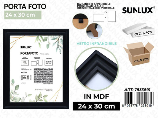 Sunlux Portafoto c/ Supp. Nero Mdf 24*30CM