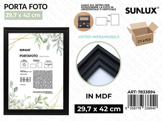 Sunlux Portafoto c/ Ganci Nero Mdf 29.7*42CM
