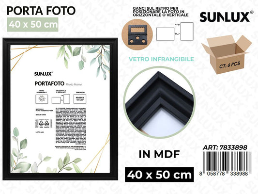 Sunlux Portafoto c/ Ganci Nero Mdf 40*50CM