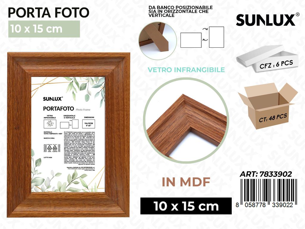 Sunlux Portafoto c/ Supp. Legno Mdf 10*15CM