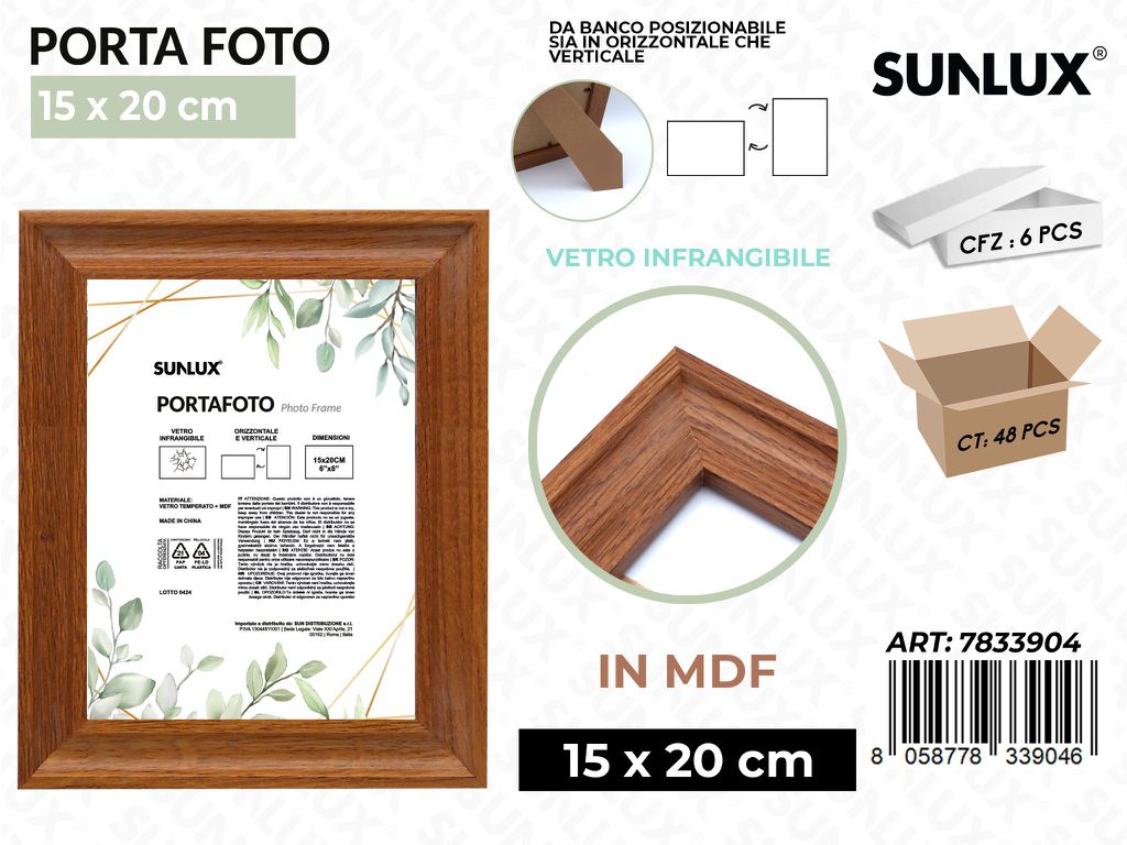 Sunlux Portafoto c/ Supp. Legno Mdf 20*15CM