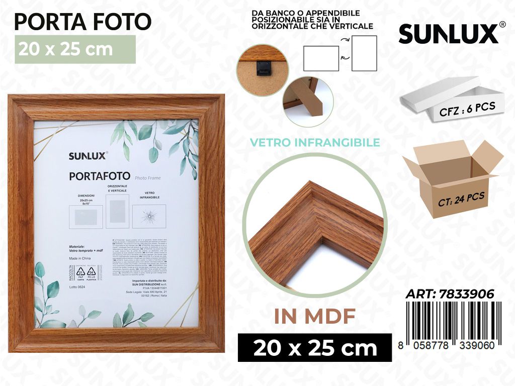 Sunlux Portafoto c/ Supp. Legno Mdf 20*25CM