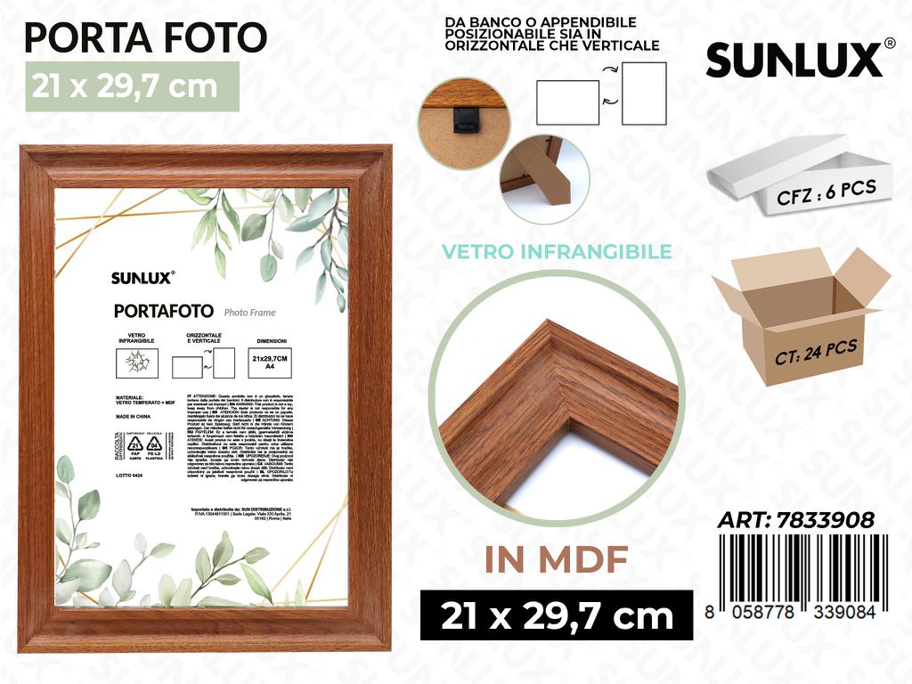 Sunlux Portafoto c/ Supp. Legno Mdf 21*29.7CM