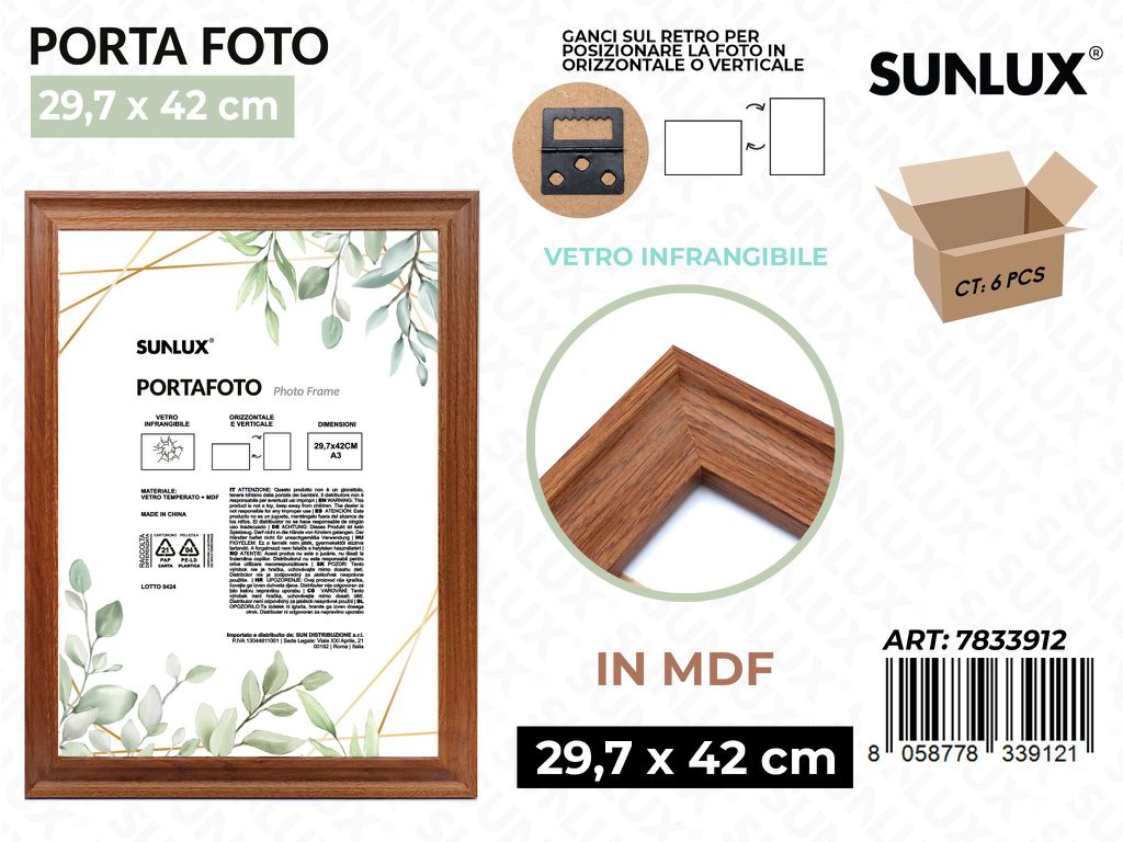 Sunlux Portafoto c/ Ganci Legno Mdf 29.7*42CM