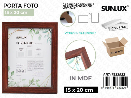 Sunlux Portafoto Legno Mdf Vetro Temp. 15*20CM