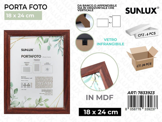 Sunlux Portafoto Legno Mdf Vetro Temp. 18*24CM