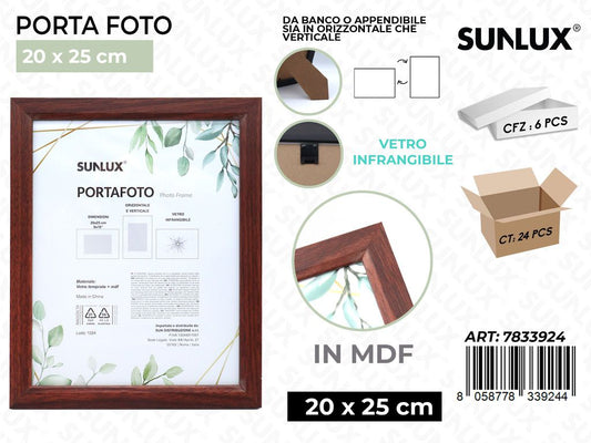 Sunlux Porta Foto Legno Mdf Vetro Temp. 20*25CM