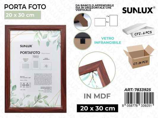 Sunlux Portafoto Legno Mdf Vetro Temp. 20*30CM