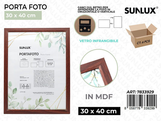Sunlux Portafoto Legno Mdf Vetro Temp. 30*40CM
