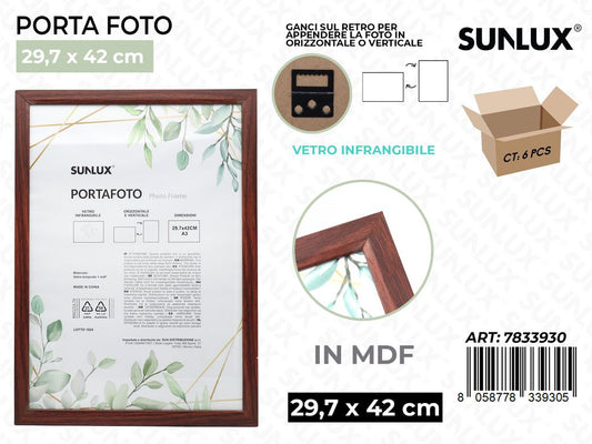 Sunlux Portafoto Legno Mdf Vetro Temp. 29.7*42CM