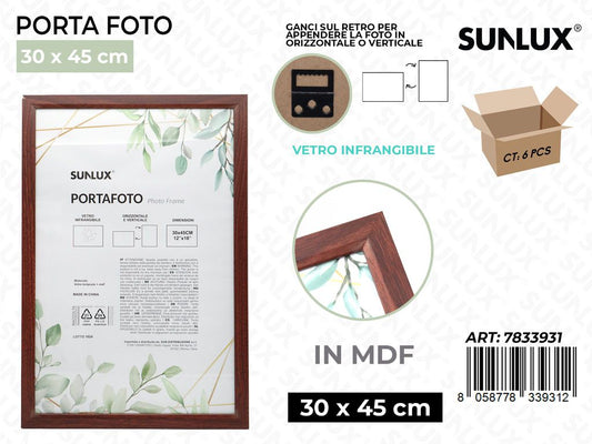 Sunlux Portafoto Legno Mdf Vetro Temp. 30*45CM