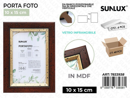 Sunlux Portafoto Legno Mdf Vetro Temp. 10*15CM