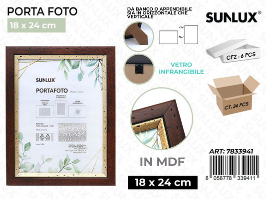 Sunlux Portafoto Legno Mdf Vetro Temp. 18*24CM