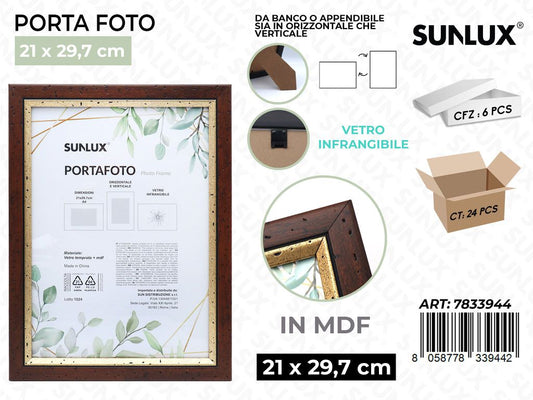 Sunlux Portafoto Legno Mdf Vetro Temp. 21*29.7CM