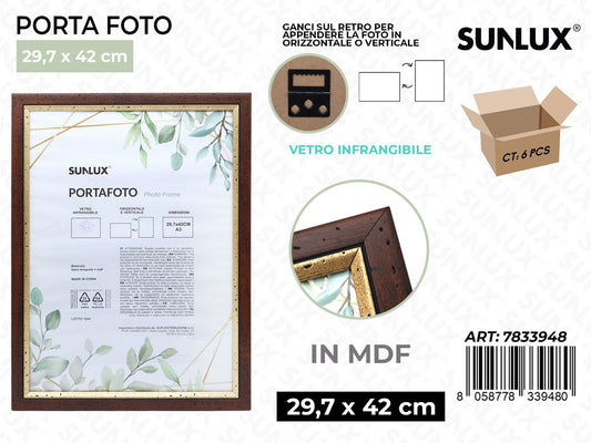 Sunlux Portafoto Legno Mdf Vetro Temp. 29.7*42CM