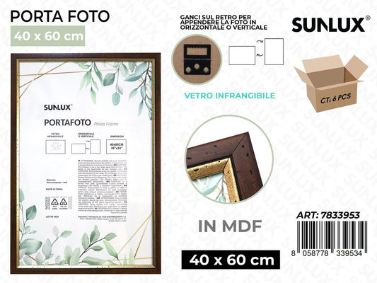 Sunlux Porta Foto Legno Mdf Vetro Temp. 40*60CM