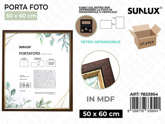 Sunlux Porta Foto Legno Mdf Vetro Temp. 50*60CM