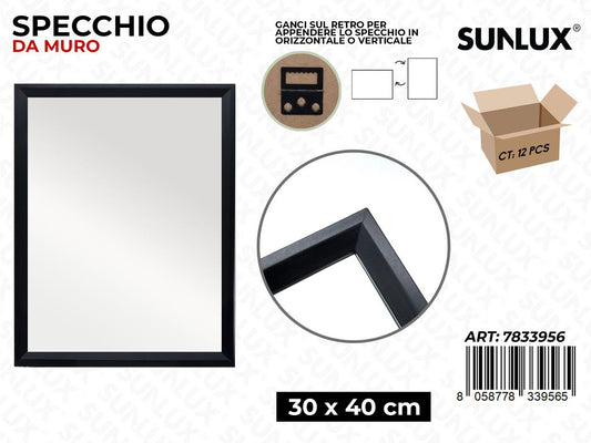 Sunlux Specchio da Muro Nero 30*40CM