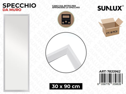 Sunlux Specchio da Muro Bianco 30*90CM