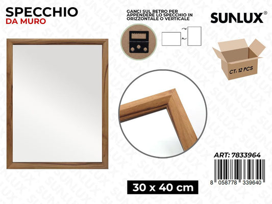 Sunlux Specchio da Muro Legno 30*40CM
