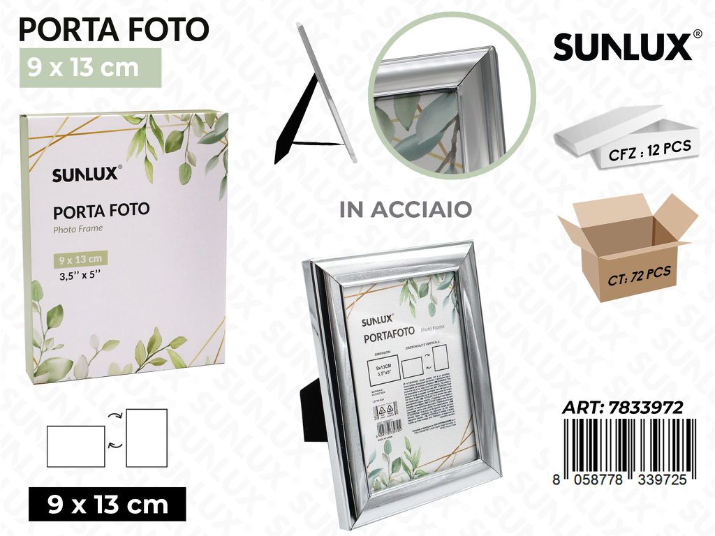 Sunlux Porta Foto Acciaio Arg. 9*13CM