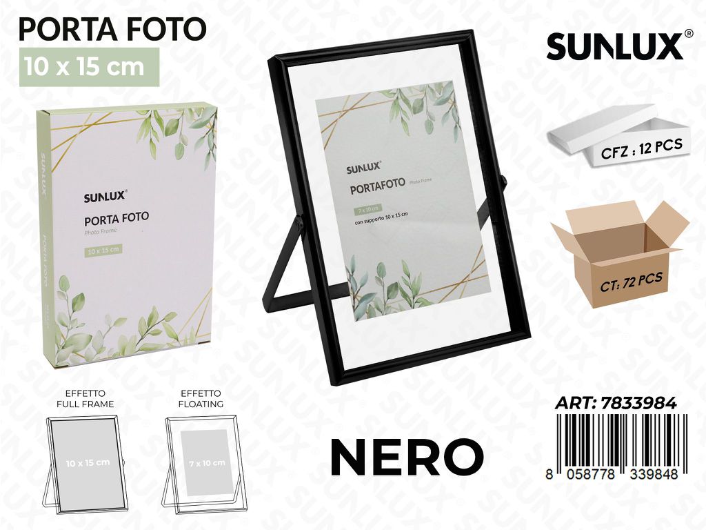Sunlux Portafoto c/ Supp. Nero 10*15CM
