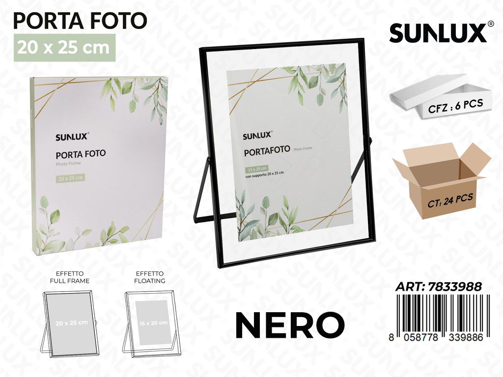 Sunlux Portafoto c/ Supp. Nero 20*25CM