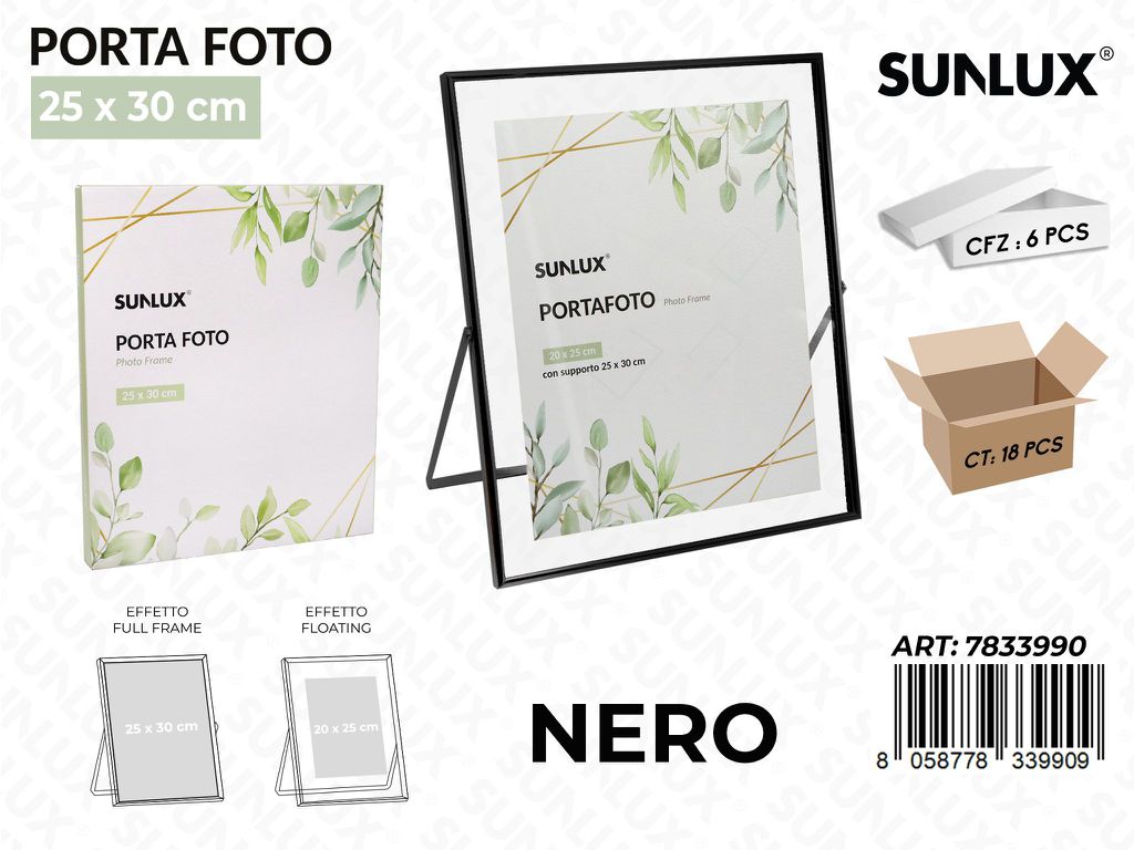 Sunlux Portafoto c/ Supp. Nero 25*30CM