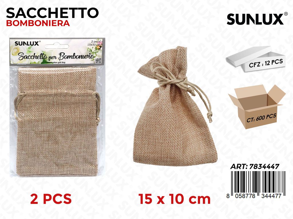 Sacchetto per Bomboniere Lino 2PCS 15*10CM