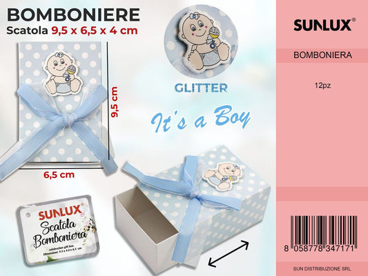 Scatole Bomb. Baby Boy 9.5*6.5*4CM c/Glitter / Pz da 12