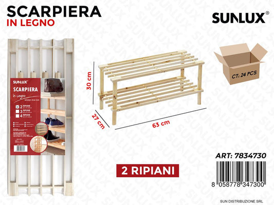 Scarpiera in Legno C. 2 Ripiani 63*30*27CM