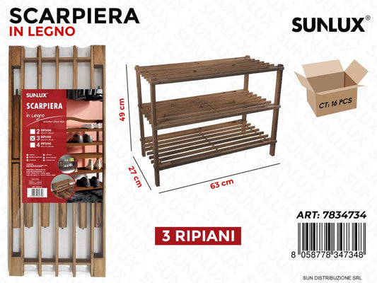 Scarpiera in Legno Scu. 3 Ripiani 63*49*27CM